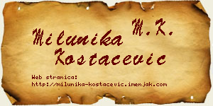 Milunika Kostačević vizit kartica